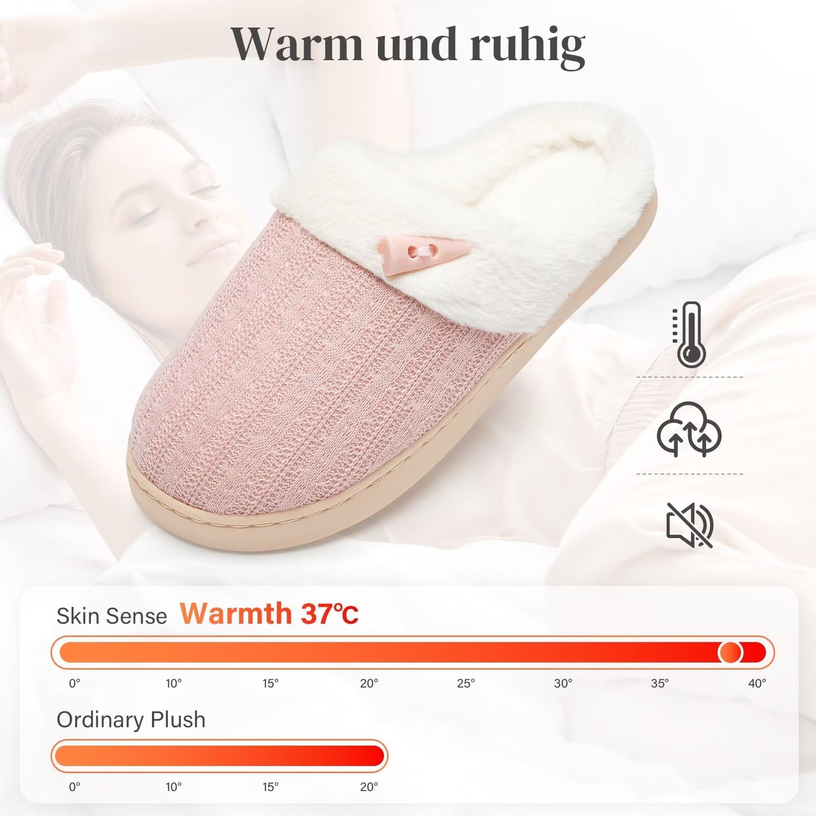 NineCiFun Pantofole da donna Comfort Memory Foam Pantofole morbide e pelose Scarpe da letto calde Pantofole antiscivolo