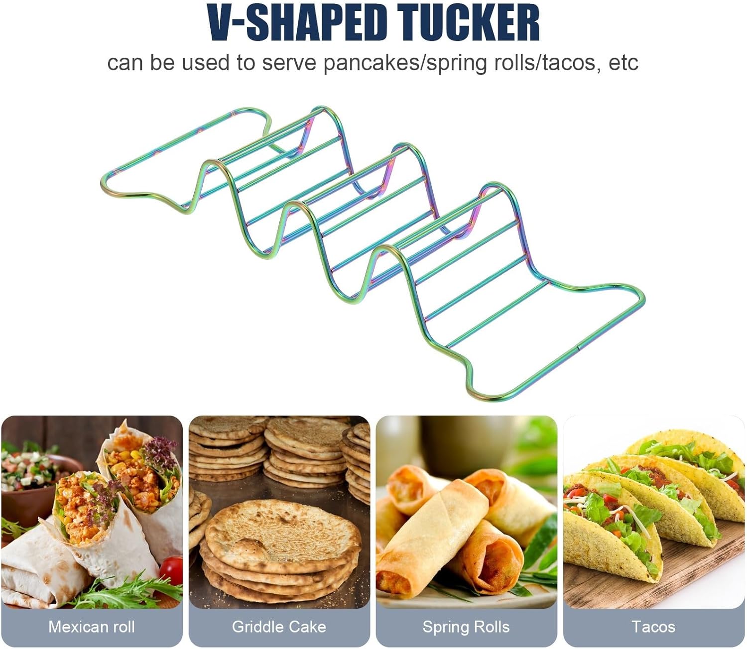 Taco Holder 2pcs Stainless Steel Taco Holder Multi-Shell Compartments Rack Oven Grill Baking Hard Soft Shell For Baking and Grill(Black)