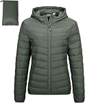 Outdoor Ventures Women's Packable Lightweight Full-Zip Puffer Jacket with Hood Quilted Winter Coat