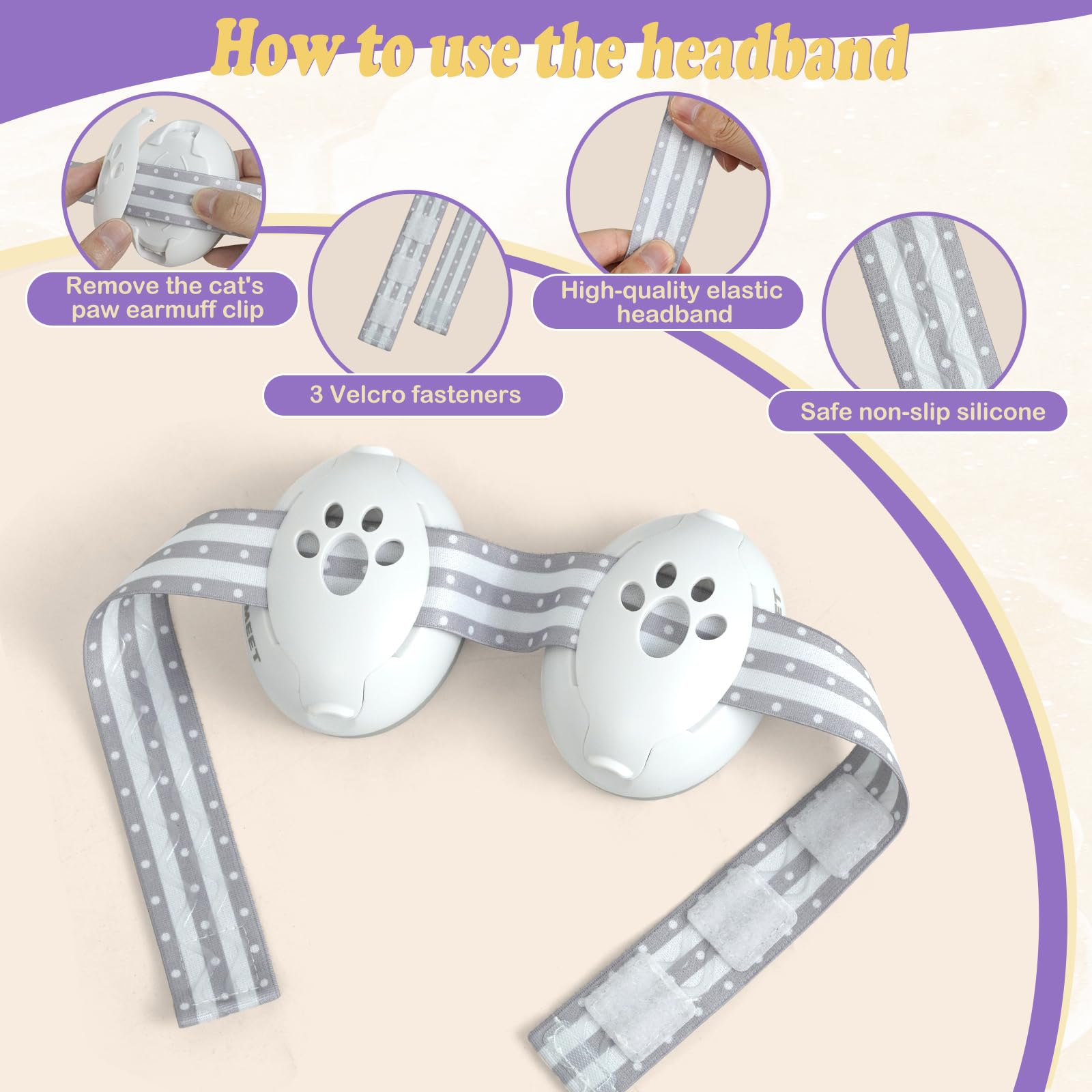 AIXMEET Casque Anti Bruit Bébé,2 en 1 Casque Anti Bruit pour Bébé & Enfant, Protection auditive pour les enfants de 3 à 48 mois,Réglable et Confortable,pour la Vie&les Fêtes (Blanc)