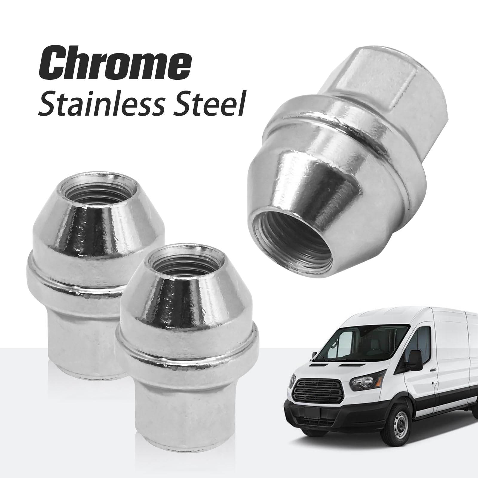 Set di 5 dadi per ruote M14 x 1,5 mm ACPA1012KXA con tappo in acciaio inox di ricambio per Ford Transit Mk8 Transit Tourneo Custom Replace 5196786