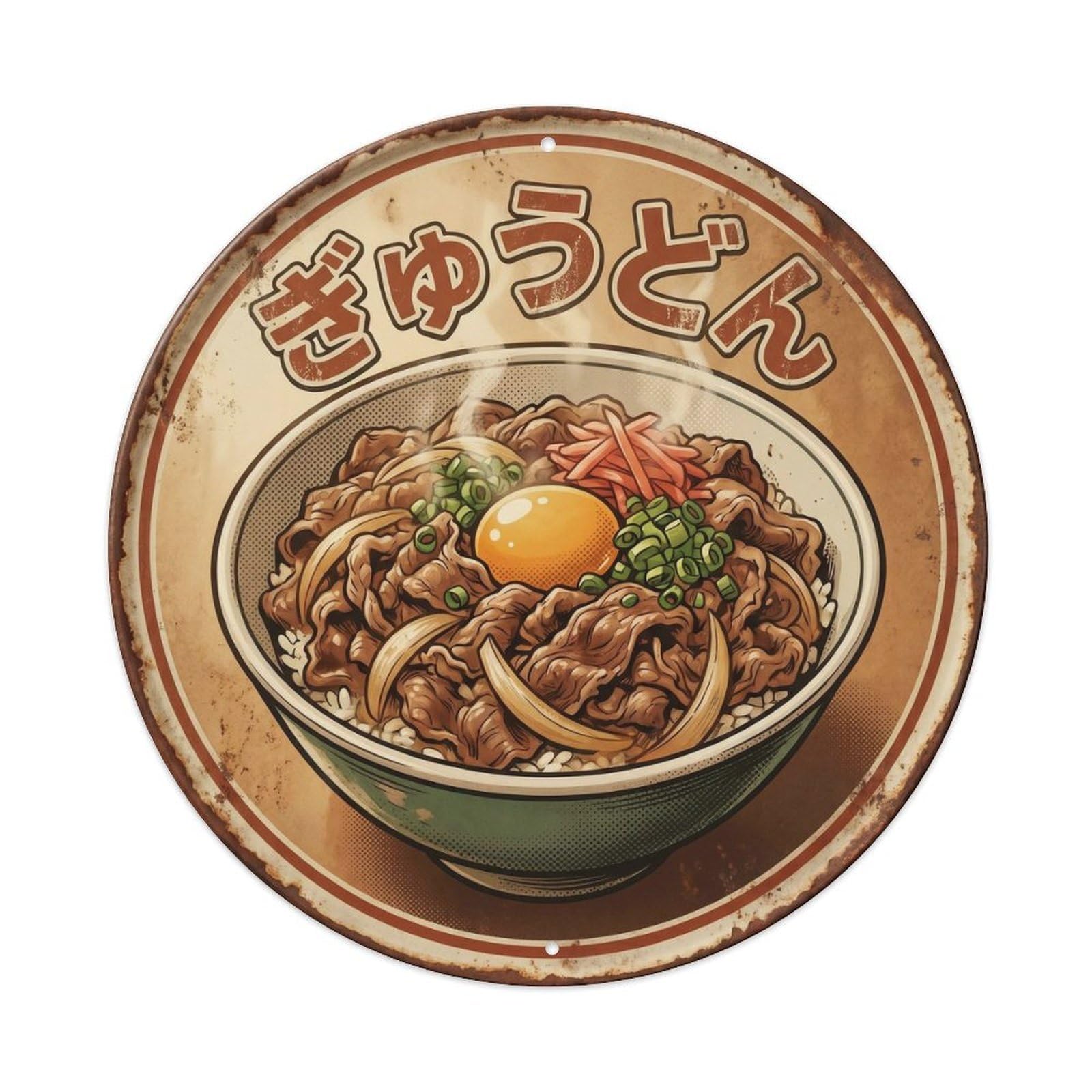 Cxhjca 8X8inch(20X20cm) Gyudon Japanese Lunch Classic Diner Comfort Donburi Metal Tin Sign