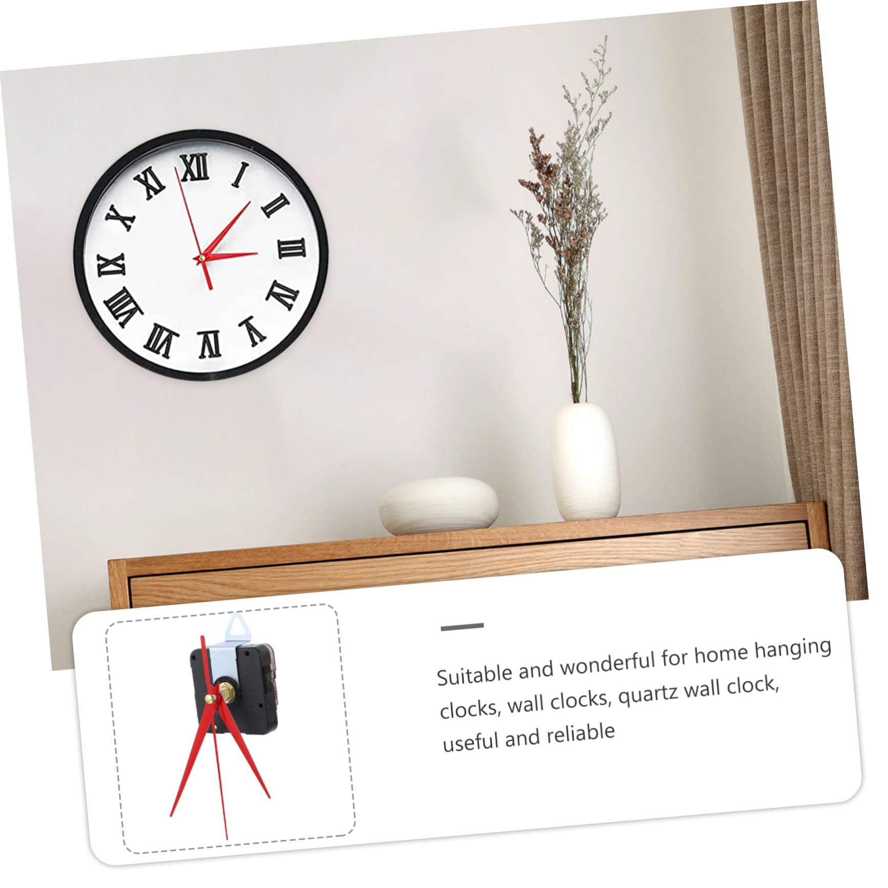 6 Stück Quarz Uhrwerk Ersatz für Wanduhr, Selbstgemacht, Zuhause | Kunststoff, Einfache und Feine Ausführung, für Schlafzimmer und Wohnzimmer, Praktisch als Ersatzteil