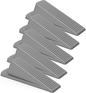 Crosize 5 Pack Door Stoppers for Bottom of Door, Premium Rubber Gate Door Stops, Sturdy Wedge for Carpet, Tile, Concrete, Wood, Door Holder for Heavy Duty Door, Gray