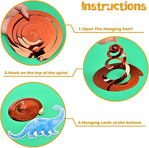 Miniatura 46 de Remolino colgante para fiesta de dinosaurios para niñas, 20 piezas, decoraciones de fiesta de cumpleaños de dinosaurios para niños, baby shower