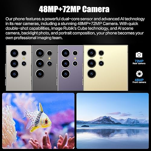 Miniatura 6 de Echoamo E24U - Teléfono celular desbloqueado, 8GB+256GB, pantalla HD+ de 6.8", batería de larga duración de 6800mAh, SIM dual 5G, Android 14,