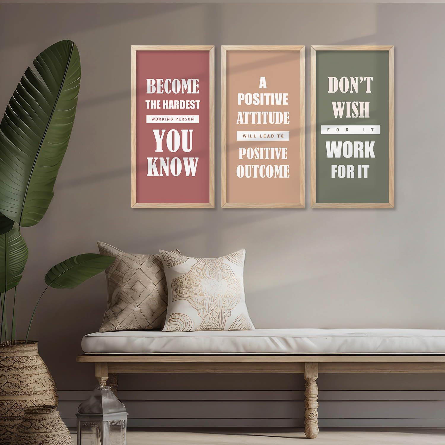 walllane - Motivational Quotes Framed Poster for room and office Decoration | quotes Wall Frames for Home and Office | wall Poster With Frame |inspirational quotes frames Wall Decoration - Set of 3 (10X19 INCH, E) 1