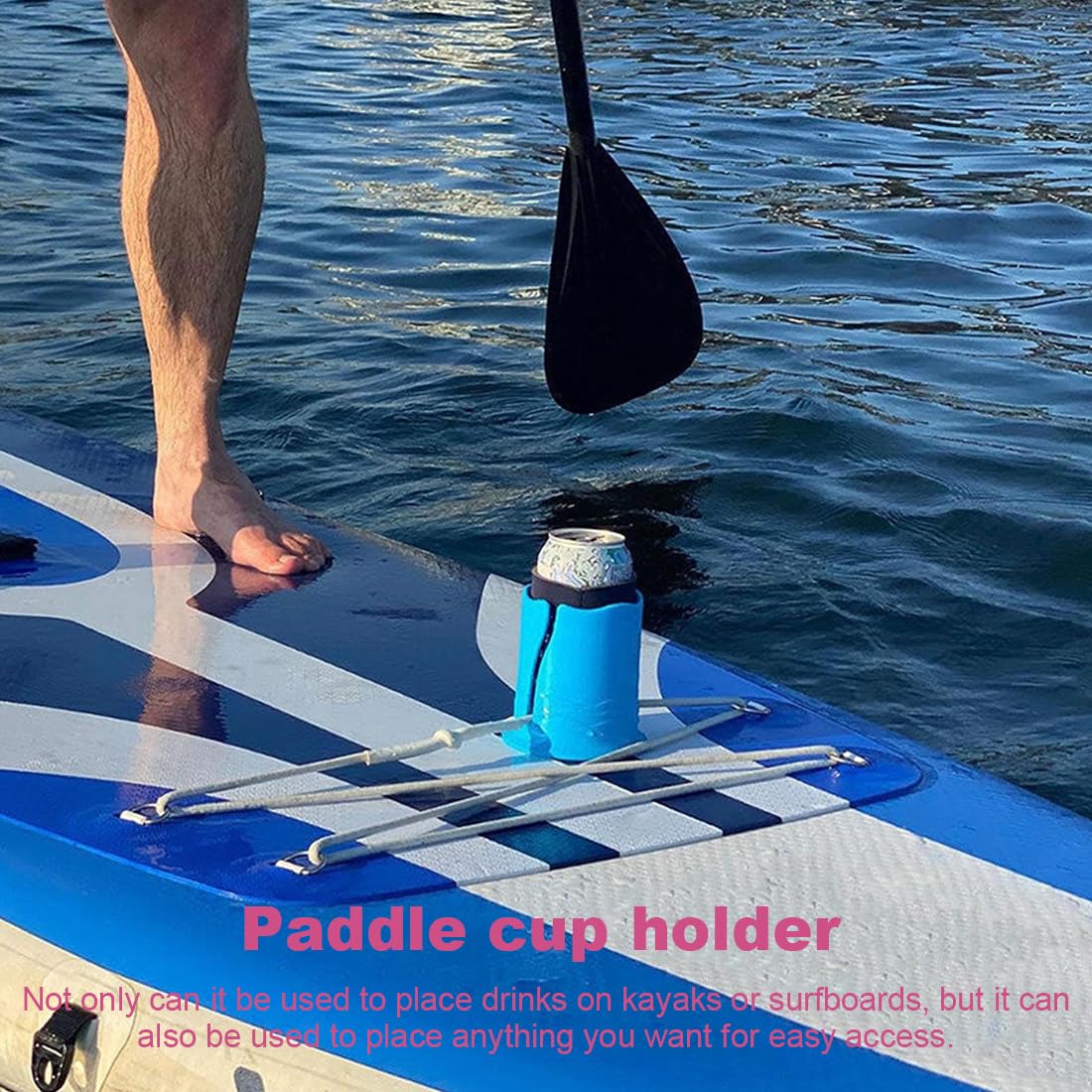 2 Piezas Accesorios SUP Soporte para Bebidas, Soporte para Bebidas Paddle Surf, Accesorios de Kayak Porta Botellas de Agua, Soporte para Tazas, Latas y Botellas (Azul, Rojo)