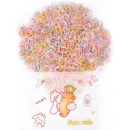 Marcoido Pequeñas cintas elásticas para el cabello, 1500 unidades, bandas de goma para el cabello, soportes para cola de caballo para bebés y niños