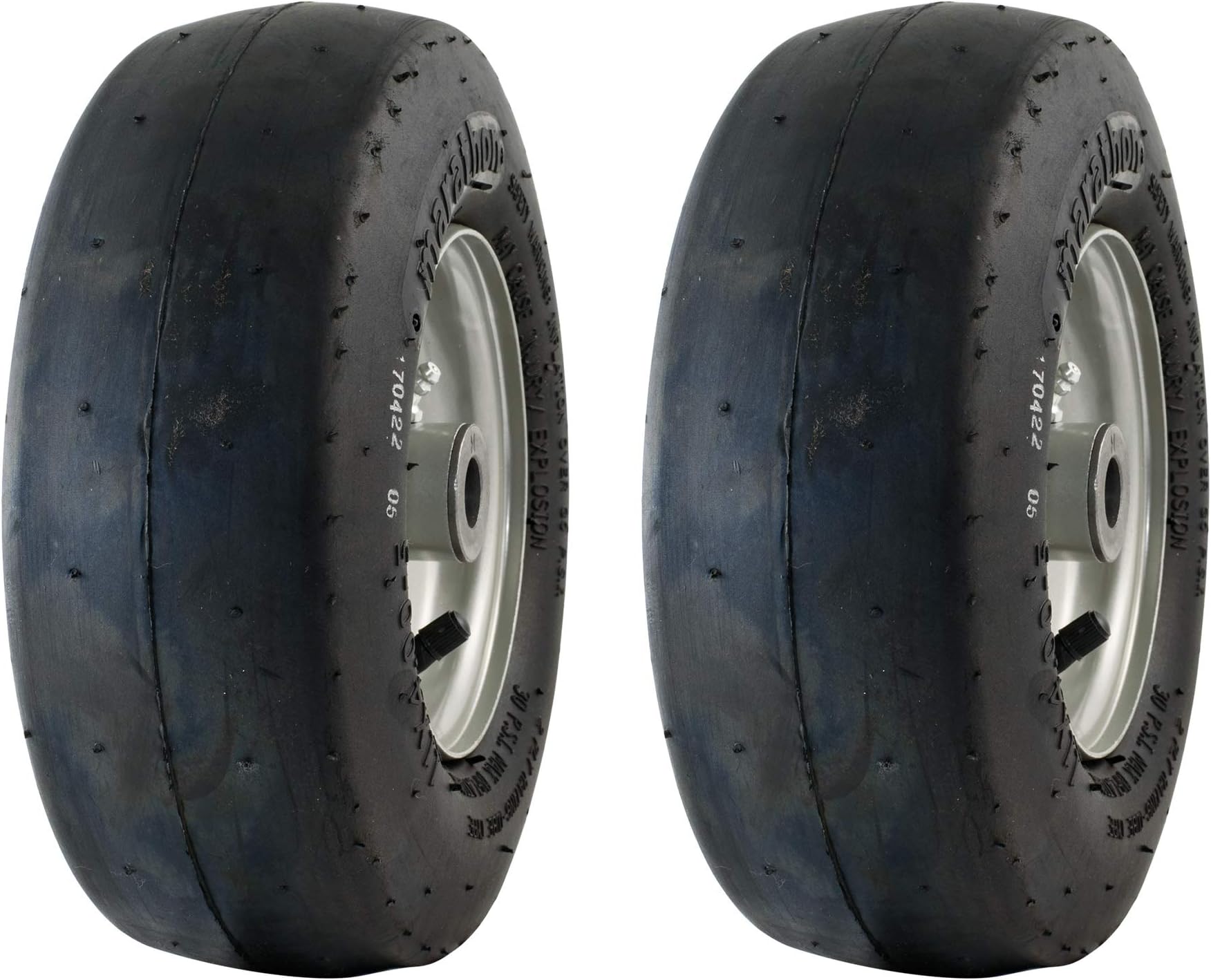 MARASTAR 20402-2pk 11x4.00-5 Smooth Universal Mower Tire Assembly 20402, Black