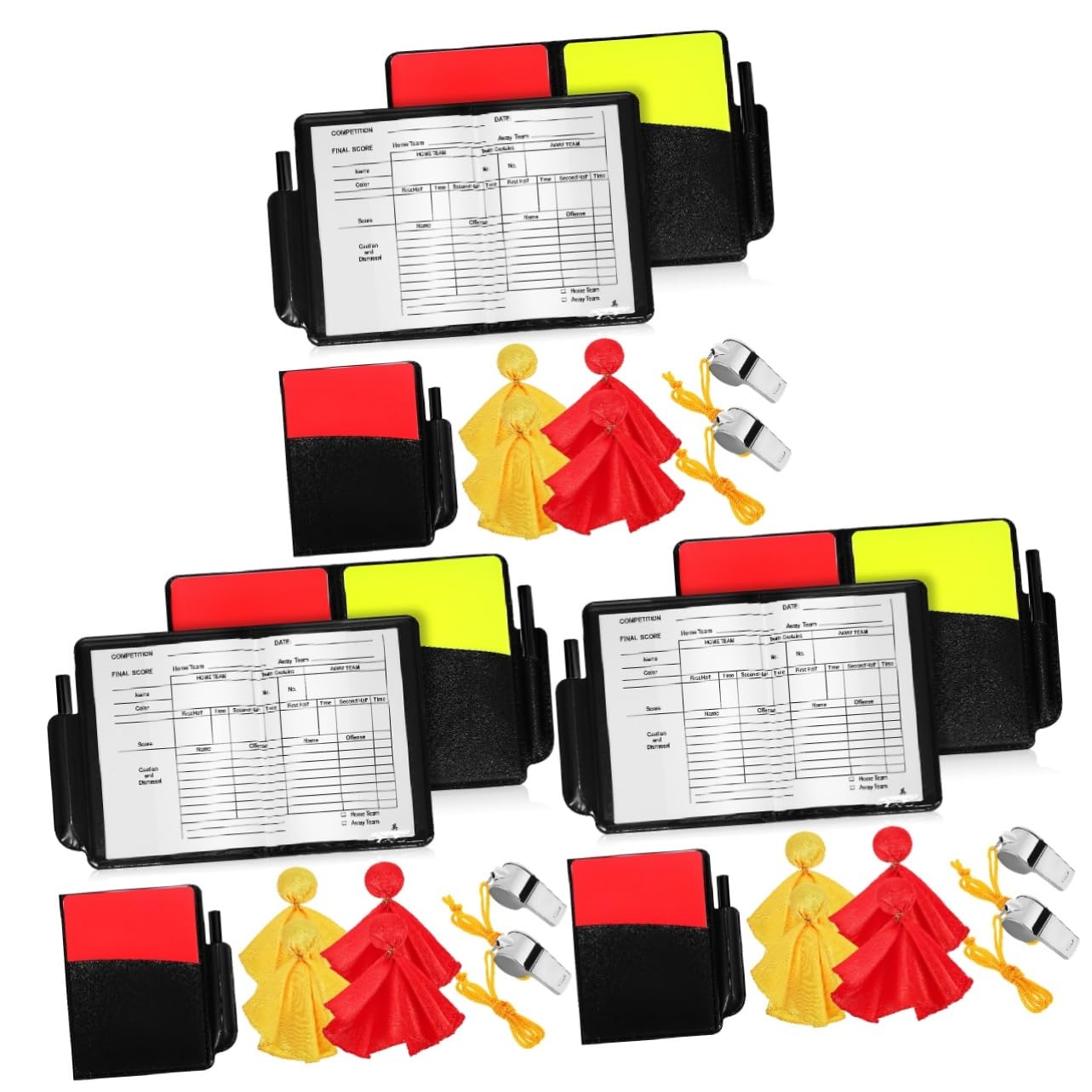 UPKOCH 3 Set Carte da Giudice Sportivo Arbitro Bandiere Calcio Carte di Arbitro di Calcio arbitri fischietti con Cordino fischi dell'arbitro Accessorio Arbitro Poliestere