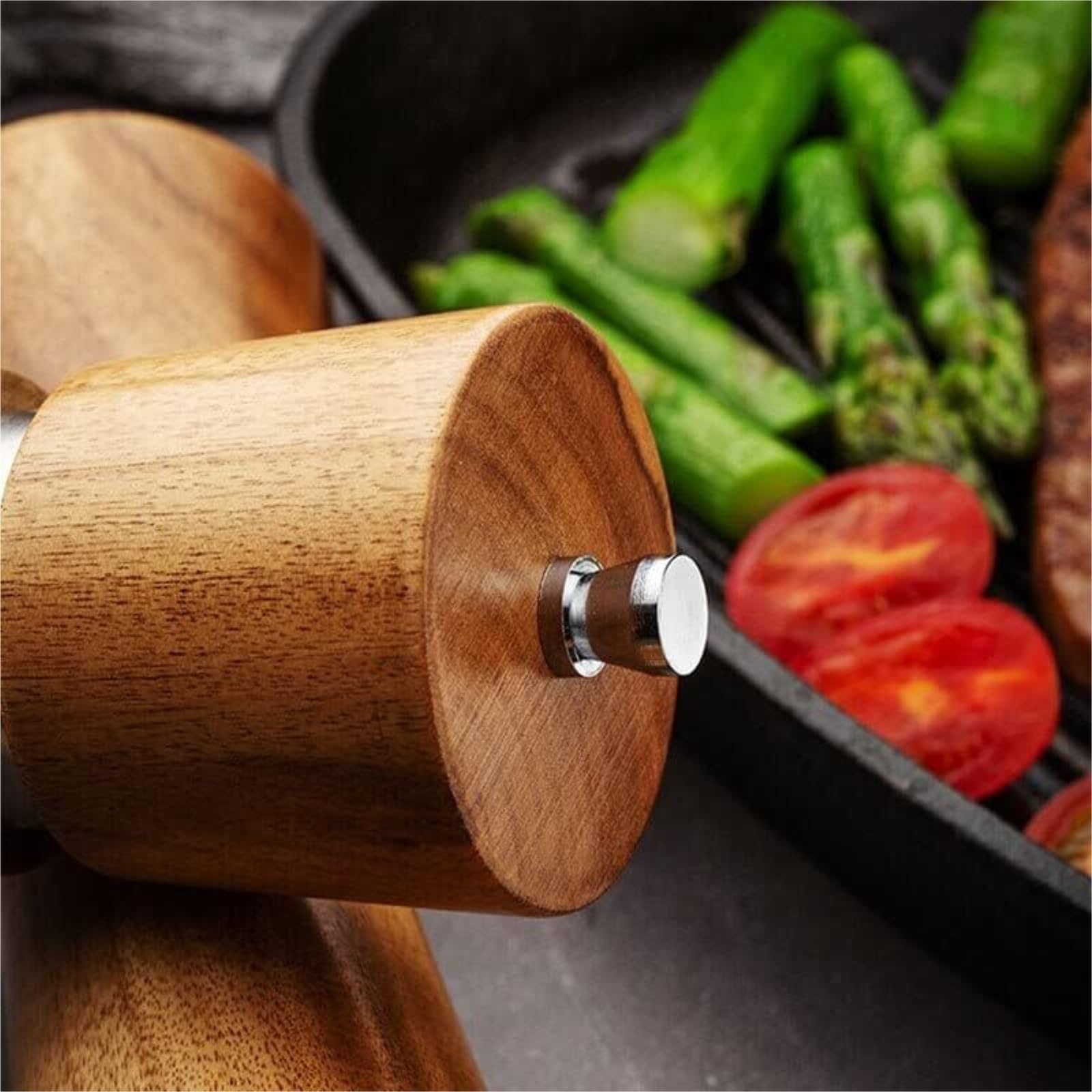 Młynek Do Przypraw Pieprzu Drewniany Młynek Do Pieprzu Lub Soli Z Drewna Akacjowego O Wysokości 8 Cali Regulowanym Ceramicznym Wirnikiem Do Różnych Przypraw(2pcs)