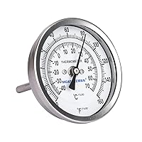 Vista 2 de MEASUREMAN Olla Completamente de Acero Inoxidable, Hervidor, Termómetro de Dial Bimetálico para Elaboración, Dial de 3 Pulgadas, Vástago de 2-1/2