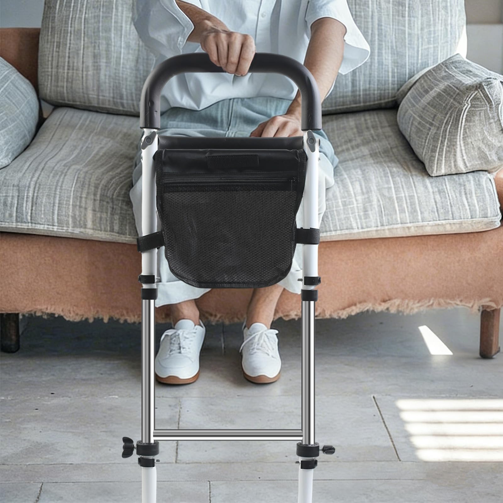 Aiuto per alzarsi in piedi per anziani, anziani con lampade e sacchetti, 5 livelli di altezza regolabile, aiuto per alzarsi e sedersi per anziani incinte disabili, deambulazione per letto