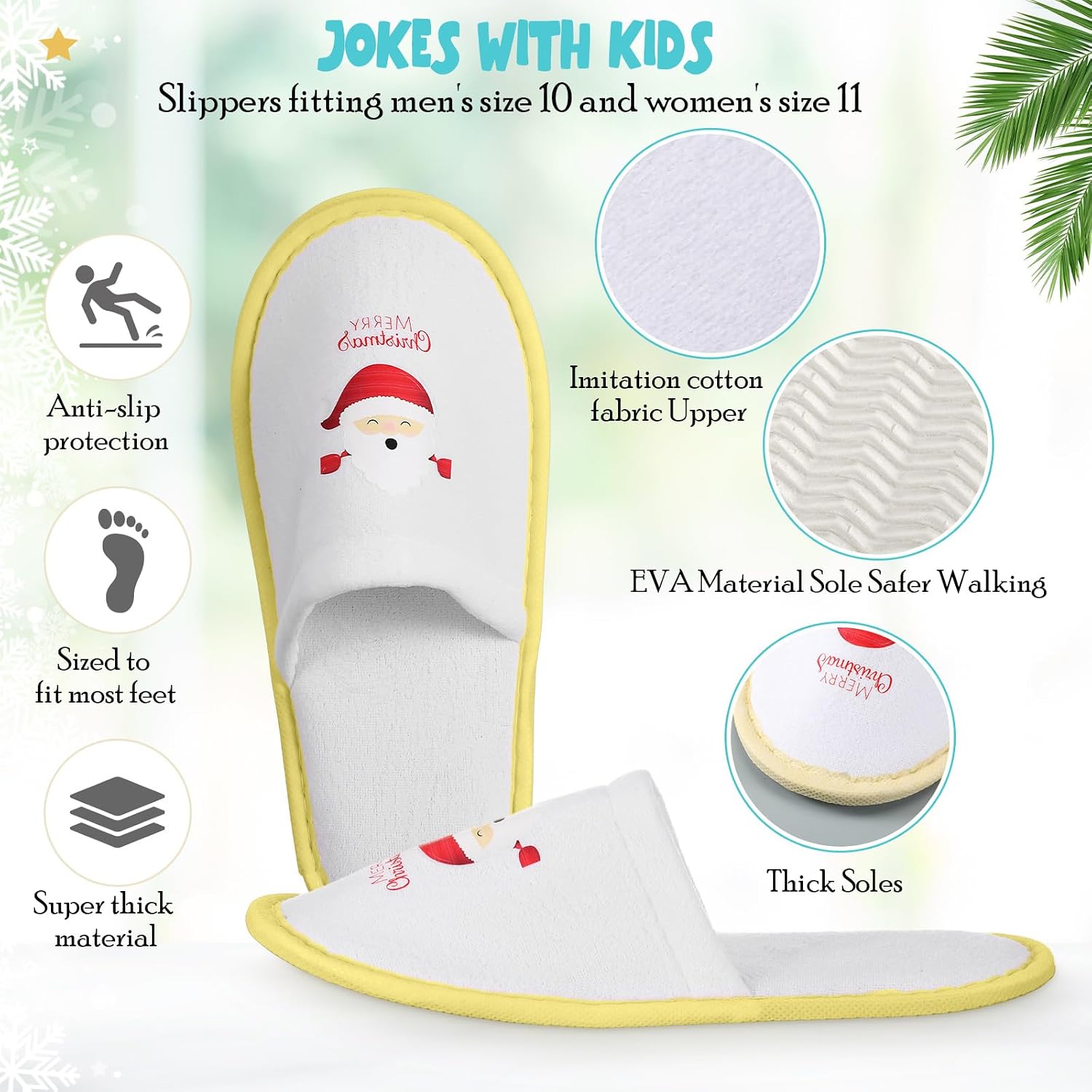 Shihanee 36 Pairs Christmas Disposable Slippers Bulk Guests Hotel Spa House Slippers Non-slip Disposable Washable Reusable for Men Women Adult Indoor Bathroom Hotel Bride