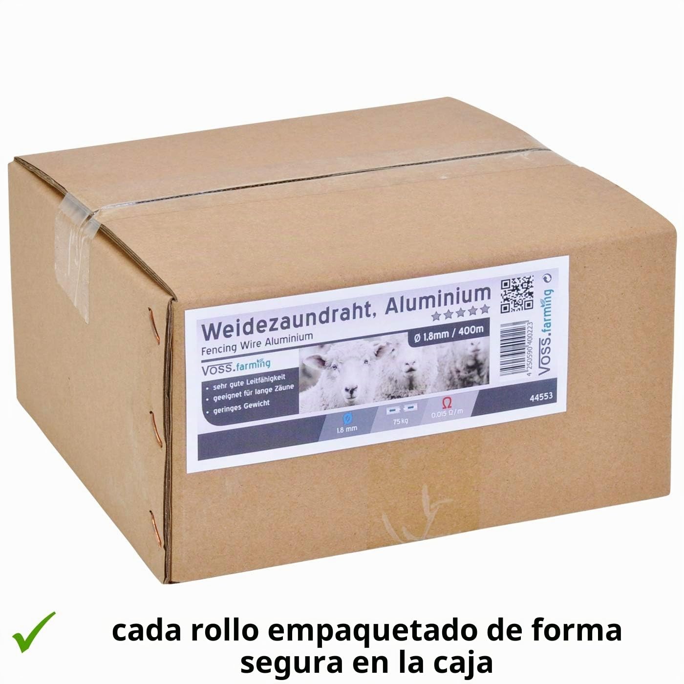 VOSS.farming 400 m Cable de Aluminio para Pastor eléctrico 1,8mm