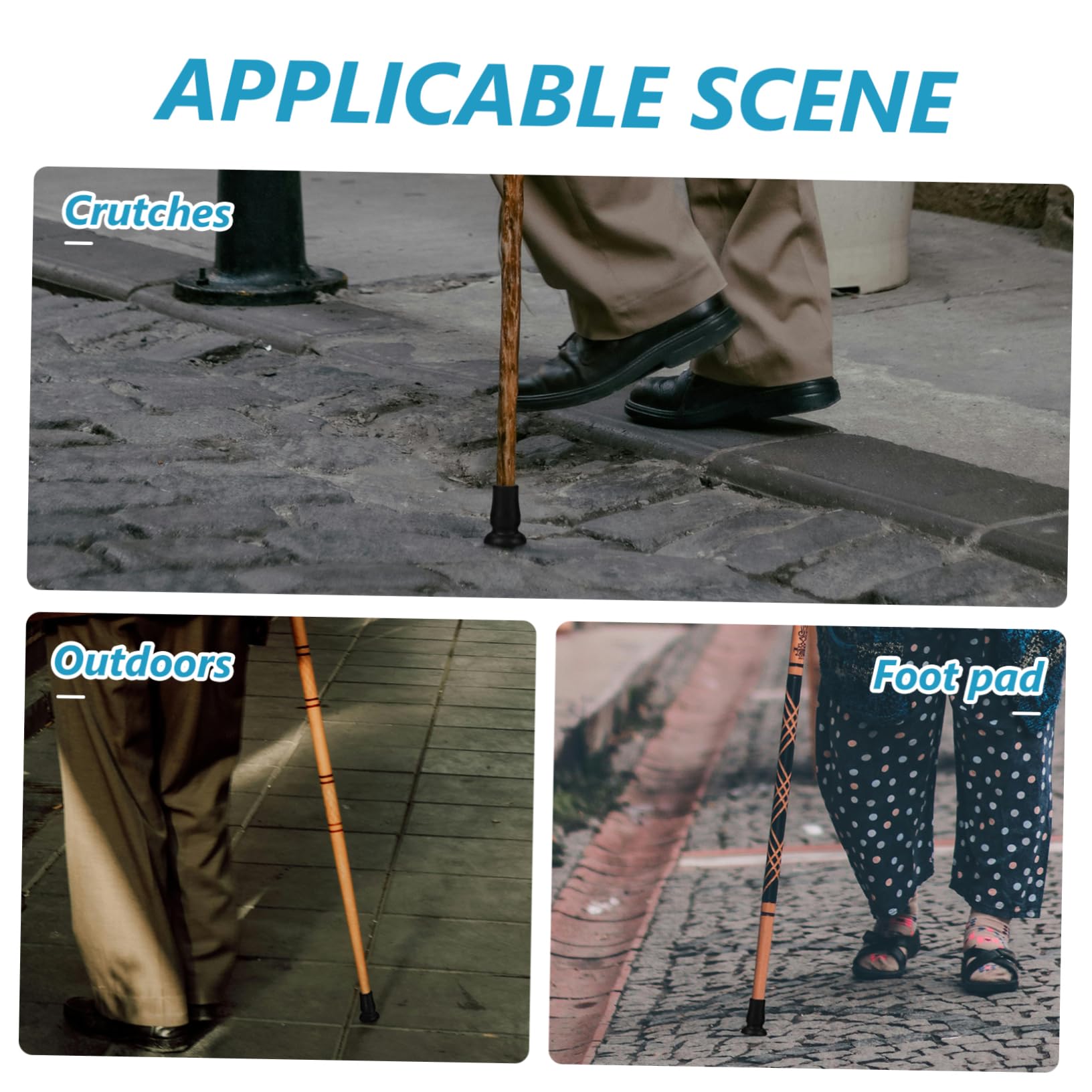 WOFASHPURET 1set Thickened Tips for Trekking Poles and Crutches Slip Cane Tip Protectors for Hiking and Walking Durable Shock Absorbing Replacement Covers for Stability and Balance 4pcs