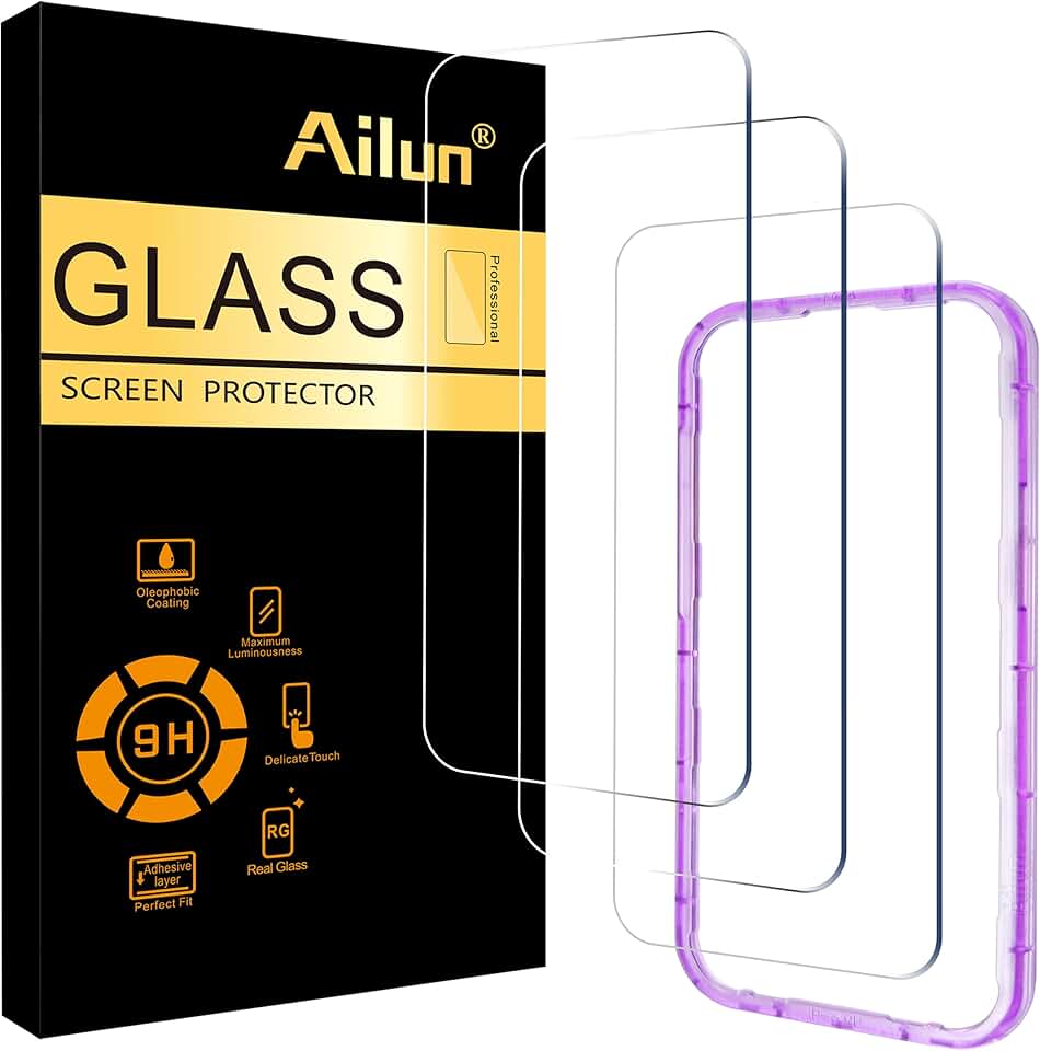 Ailun 3 Pack Screen Protector for iPhone 17 Pro Max [6.9 inch] with Installation Frame, Tempered Glass, Sensor Protection, Dynamic Island Compatible, Case Friendly Global Recycled Standard