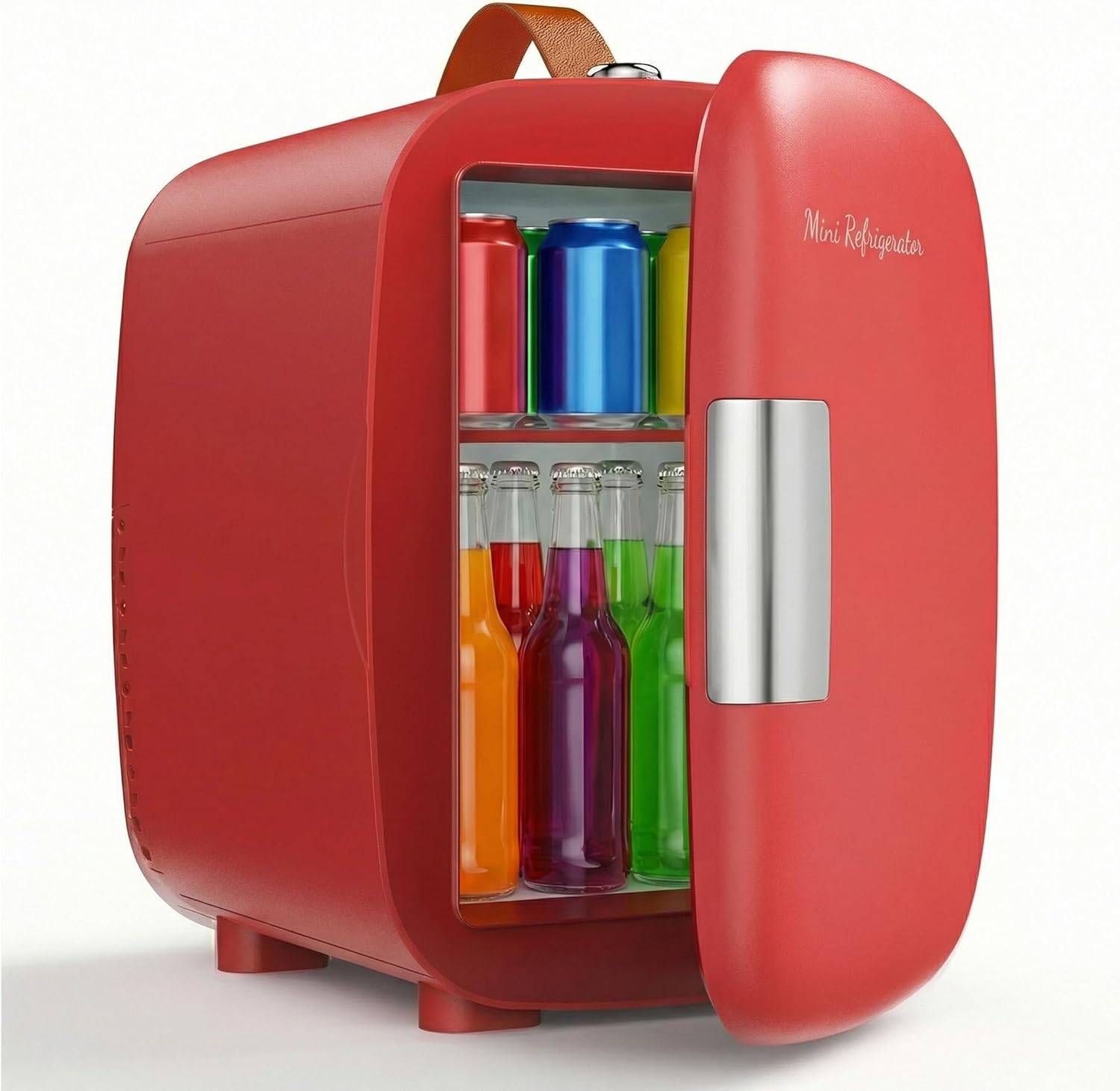 OLIXIS Mini Fridge for Bedroom, Office & Car, Portable Mini Refrigerator for Skincare with Handle, 4.23QT Compact Cooler for Drinks, Food, Skincare & Makeup, Ultra-Quiet Energy-Saving, AC/DC