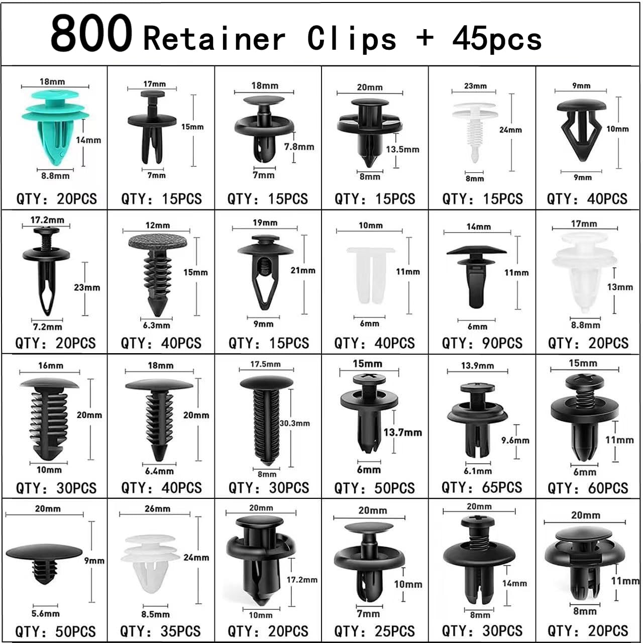 RESSER Spinki do Tapicerki Samochodowej Zestaw 845szt.