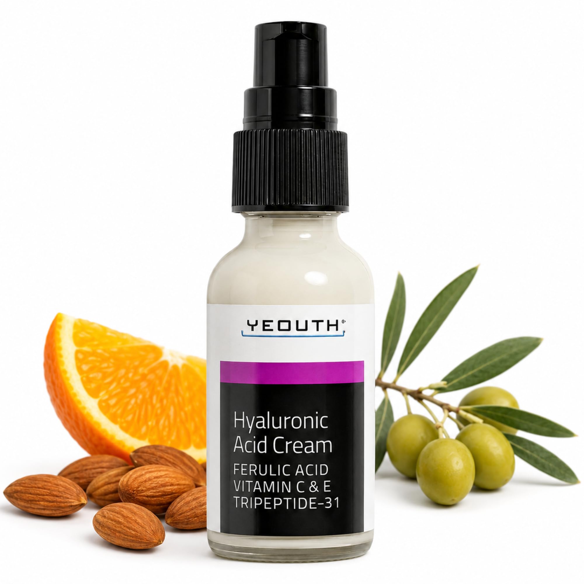 YEOUTH Crema Idratante Acido Ialuronico Viso, Crema Viso Antirughe, Notte Crema Idratante Viso Idratante Antirughe, Antimacchia 1x30ml