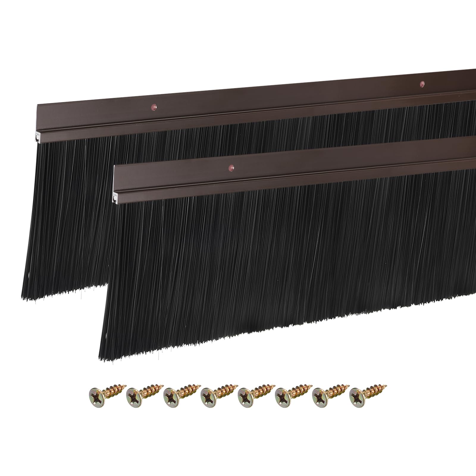 sourcing map 2Pcs Door Brush Bottom Sweep H-Shape Aluminum Alloy Base with 100mm PP Brush for Home, Industrial (1200mm L, Brown)