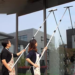 Window Squeegee with Aluminum Extension Pole, 2 in 1 Professional Window Washing Kit with Rubber Blade, for Gas Station/Glass/Shower/Outdoor High Window, 4 5 6 7 8 9m Long (Size : 6m/236.2inch)