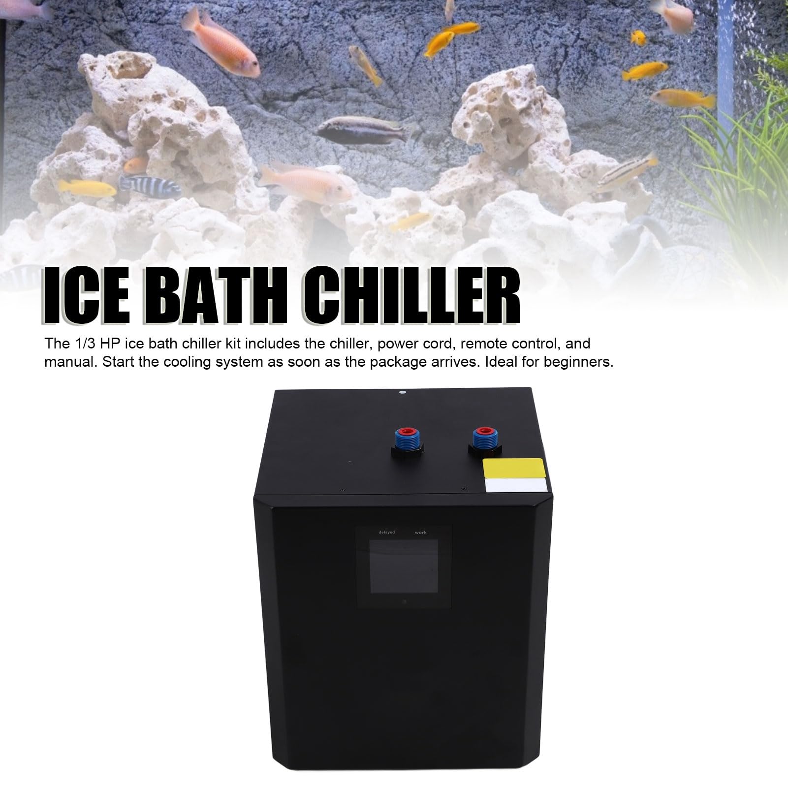 Refrigeratore d'Acqua per Acquari - Refrigeratore d'Acqua 1/3 per Immersione a Freddo con Touch Screen LCD e Telecomando a 3 modalità, Refrigeratore Speciale dal Design