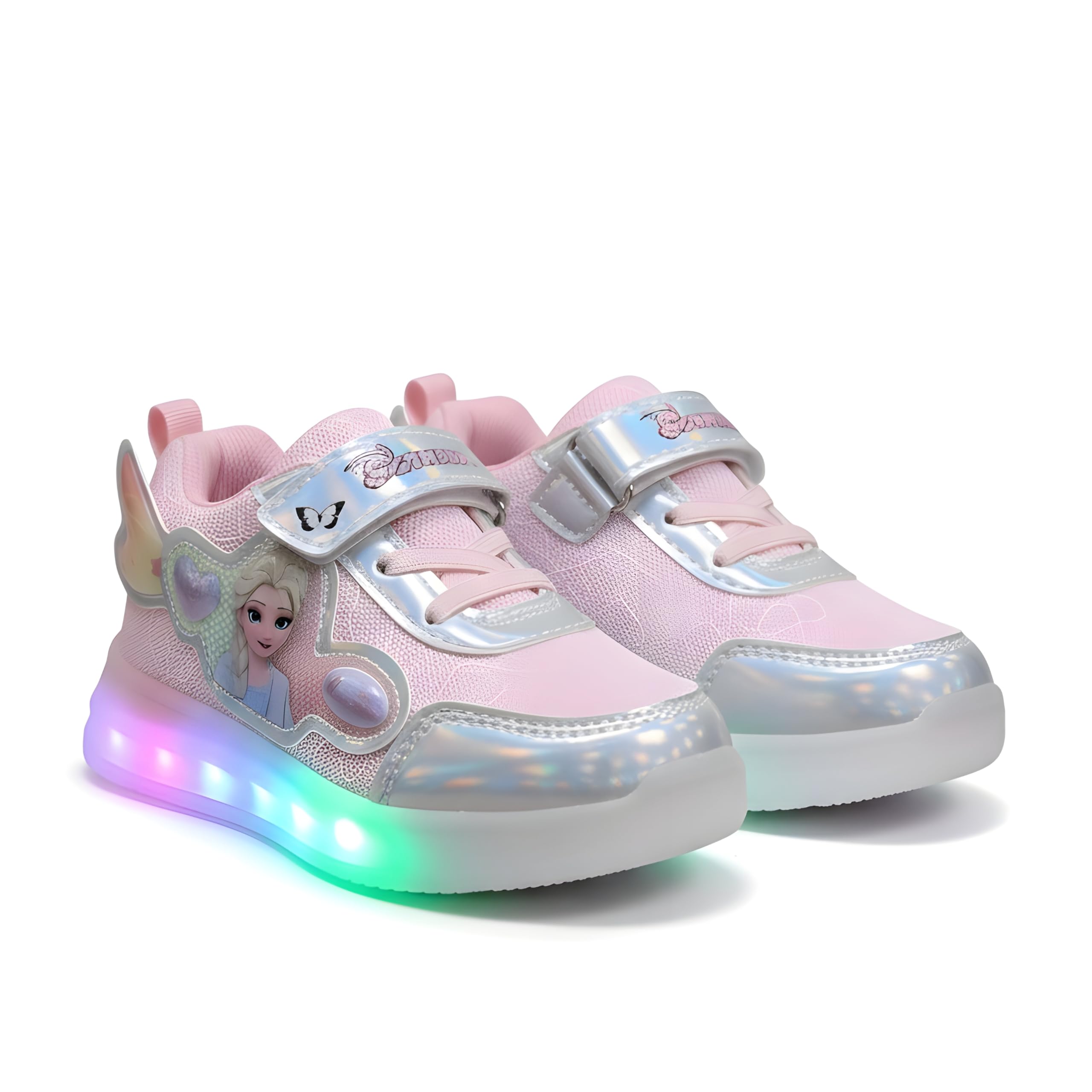 HOOH Kids Girls Light Up Walking Shoes with Velcro Closure for up to 5 Years