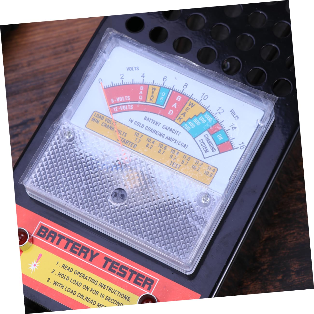Comprobador de Batería 6-12v 100 Acero Inoxidable Negro | Prueba de Carga 100 Amperios, con Interruptor Superior de Palanca, para Motor de Arranque y Coche