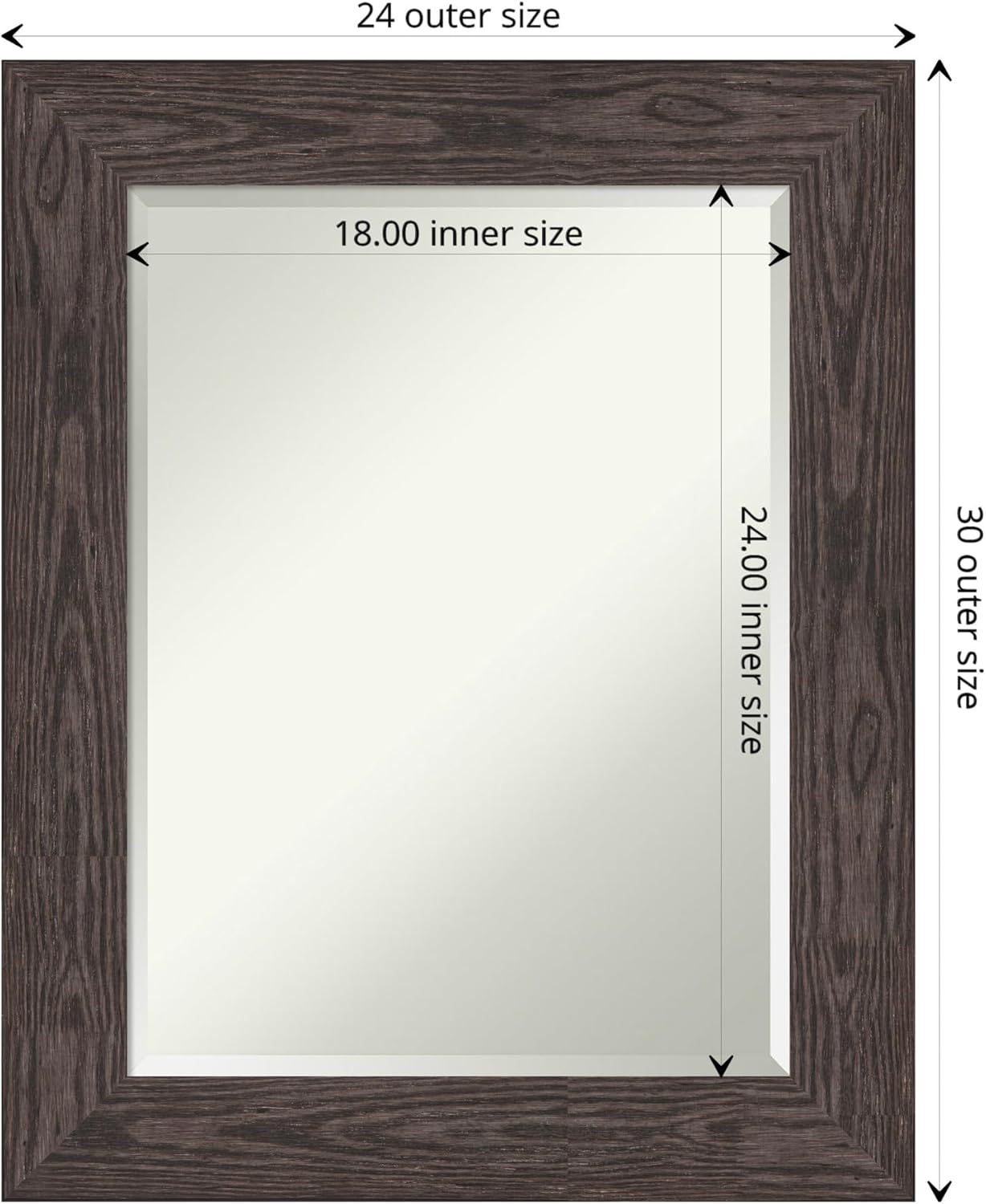 Amanti Art Black Bathroom Mirror for Over Sink, 30x24 Bridge Black Rectangle Vanity Mirror, Medium Country Rustic Wood Frame, Hangs Horizonally and Vertically, Bathroom Wall Decor, Beveled Edge