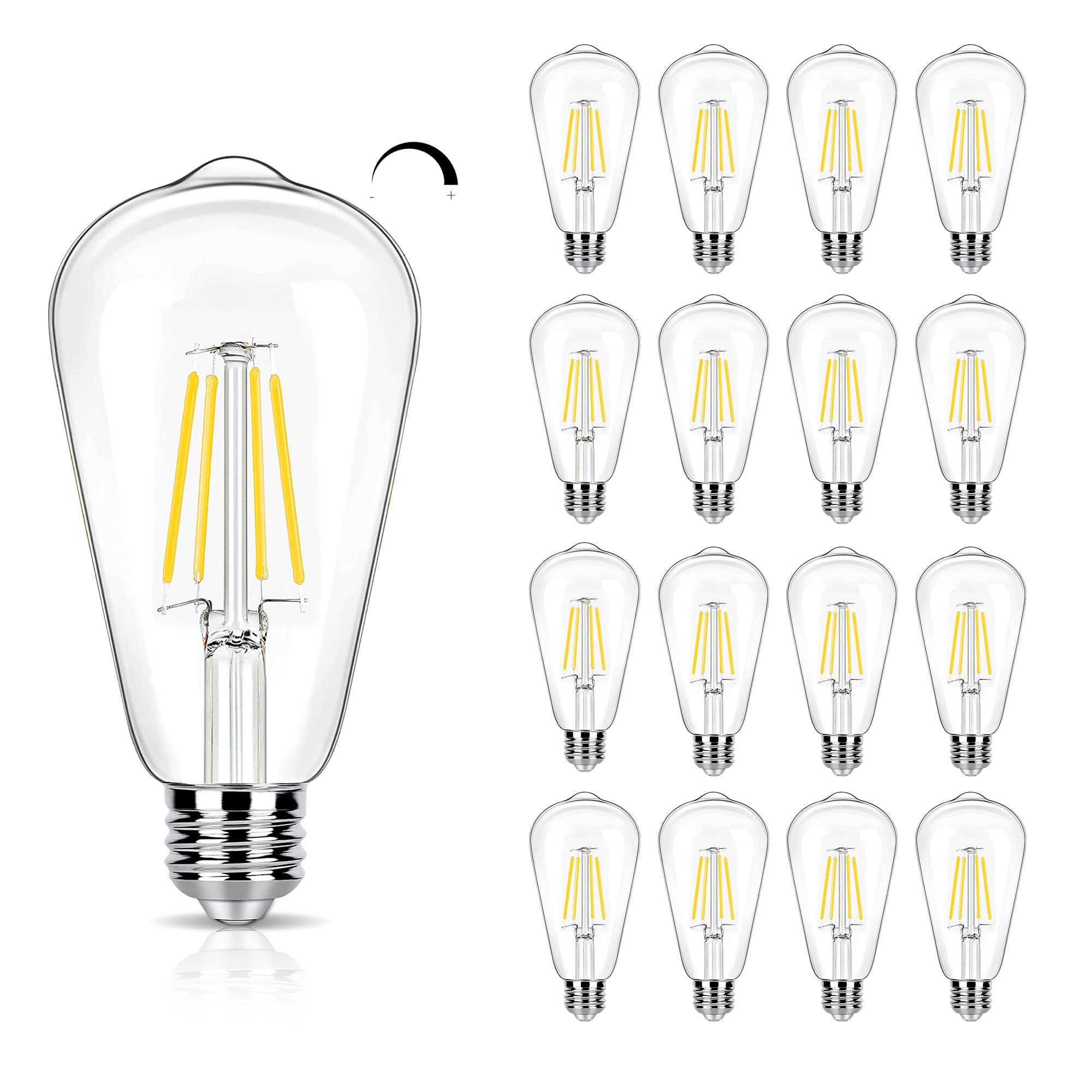 winsaLED 16 Pack LED Edison Bulbs 40W Equivalent, 4000K Cool White