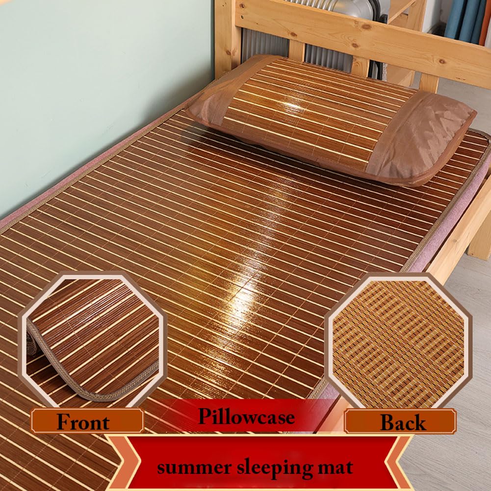 Tapis rafraîchissant d'été, Tapis de Couchage d'été en Bambou Pliable avec taie d'oreiller, Plusieurs Tailles(90cmx190cm)