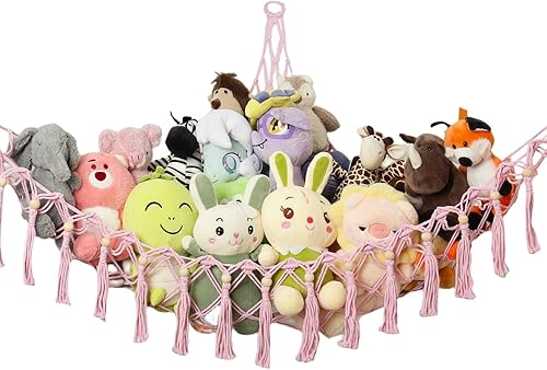 Miniatura 1 de Red de animales de peluche o hamaca de almacenamiento de juguetes con luz LED colgante para almacenamiento de animales de peluche para decoración de