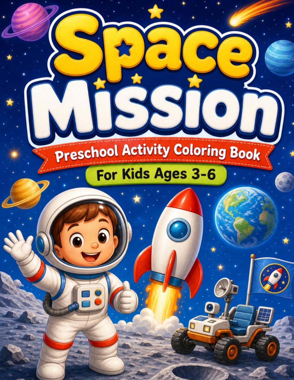 Space Mission Preschool Activity Coloring Book: For Kids Ages 3-6