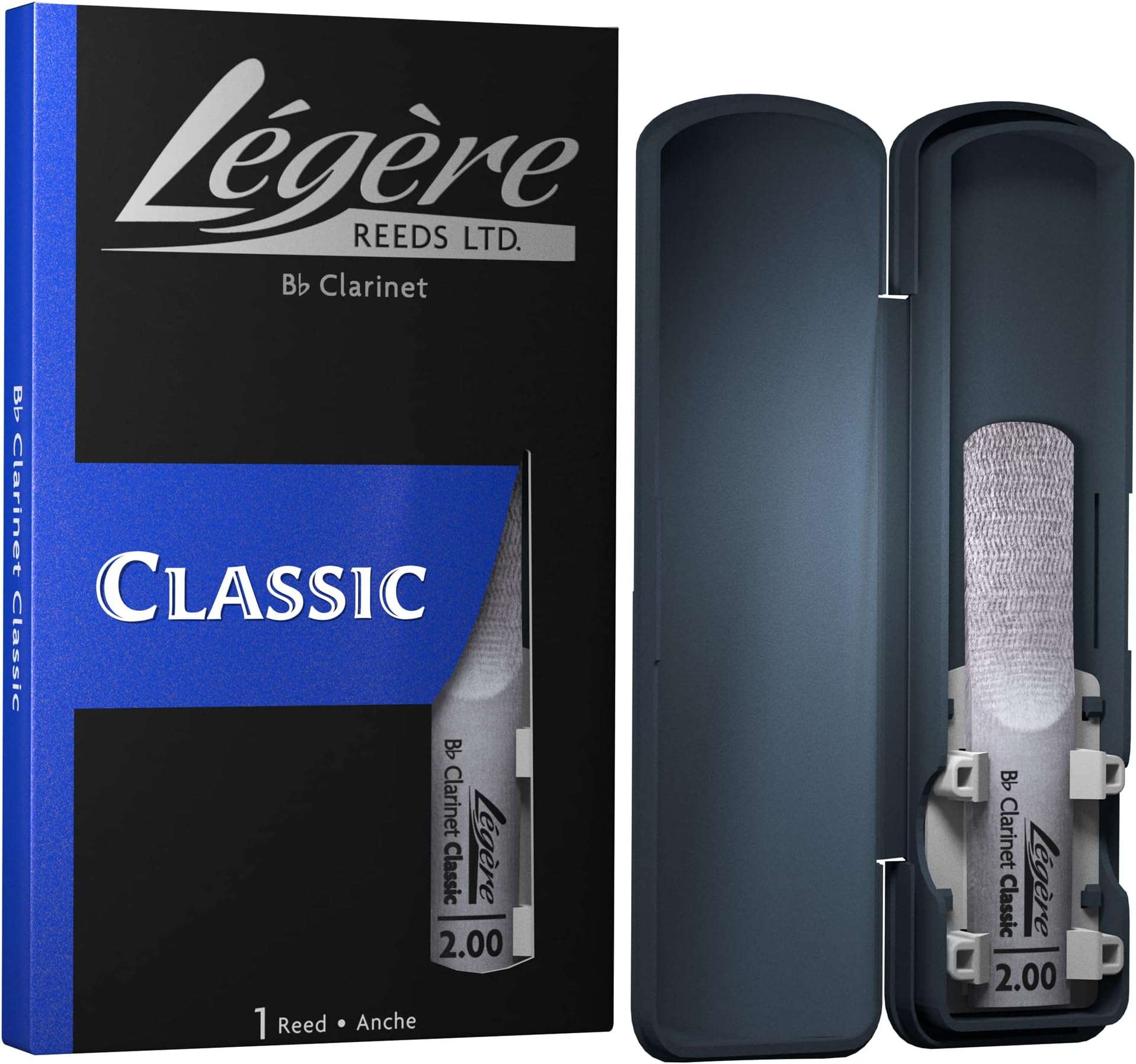 Légère Reeds - Bb Clarinet Reed, Classic, Strength 2.00 (BB2.00) - Easy-playing, Durable, Synthetic Student Clarinet Reed