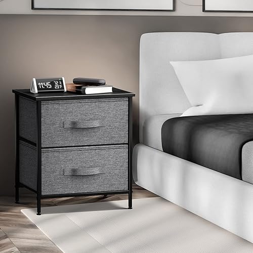 Vista 133 de Sorbus Cómoda de mesita de noche con 2 cajones de madera sintética, mesita de noche con almacenamiento para dormitorio, sala de estar, armario