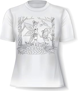 Women’s ladies Magical Fairy Colouring T Shirt, Graffiti T Shirt, Choice of sizes, With or Without Pens See Description