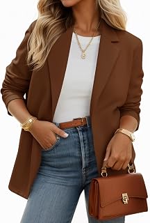 Womens Casual Knit Blazer Long Sleeve Open Front Blazers Stretchy Work Office Suit Jackets with Pockets