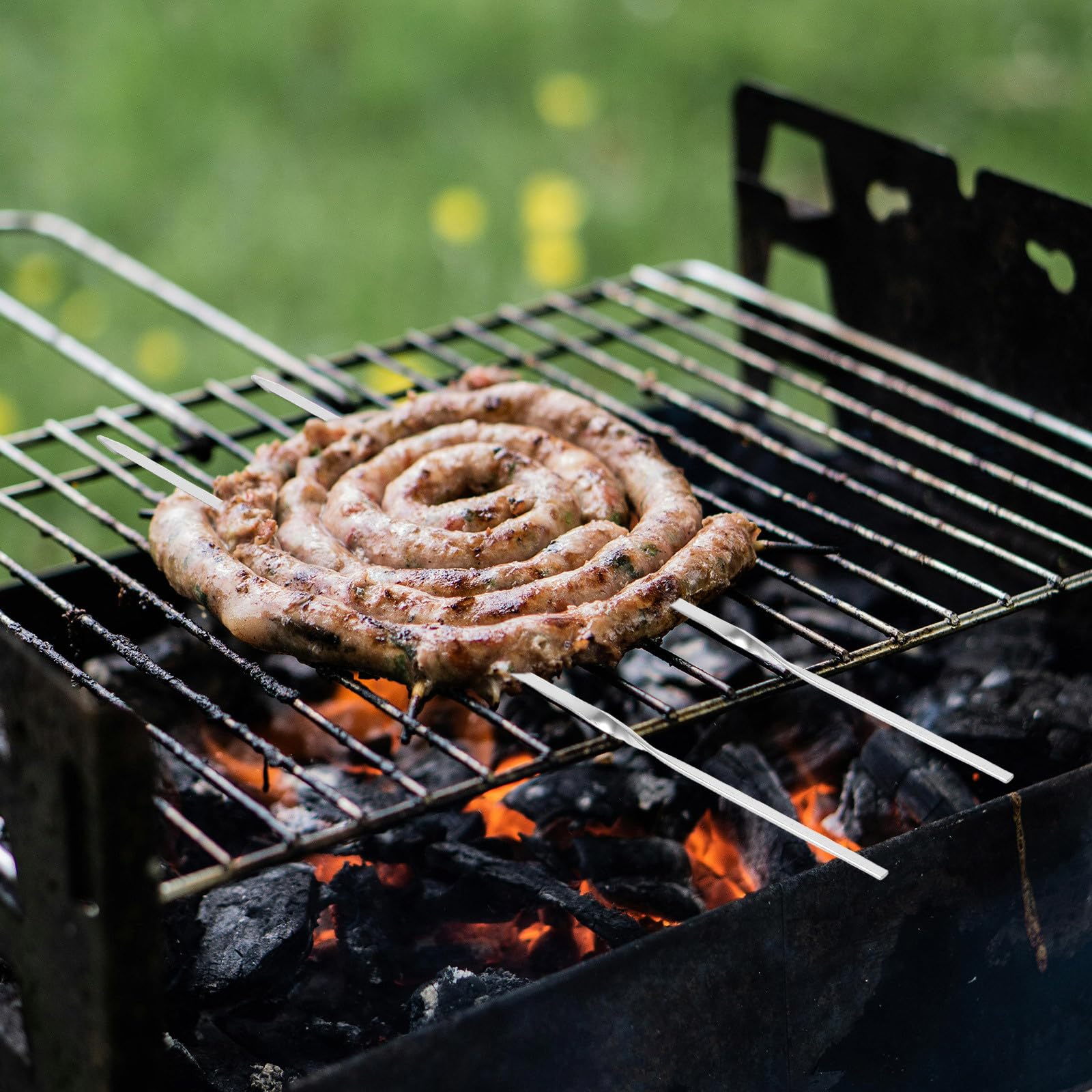 Spiedini Barbecue in Inossidabile Riutilizzabili Design Antiscivolo e Resistente al Accessori Grilling per Carne e Verdure