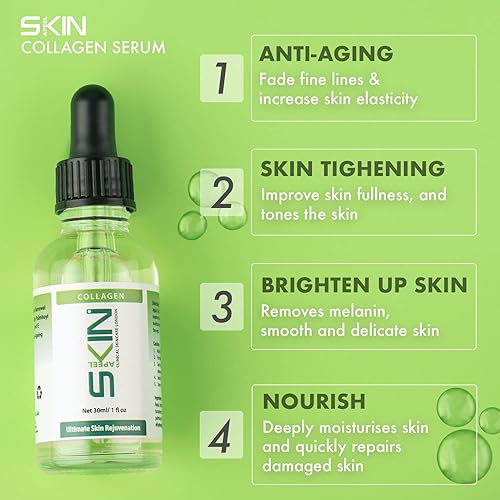 Miniatura 2 de Skinapeel Sérum de colágeno 1.0 fl oz 1 fl. oz Cuidado de la piel clínico Londres fabricado en Reino Unido - Uso con rodillo Derma Micro Aguja y