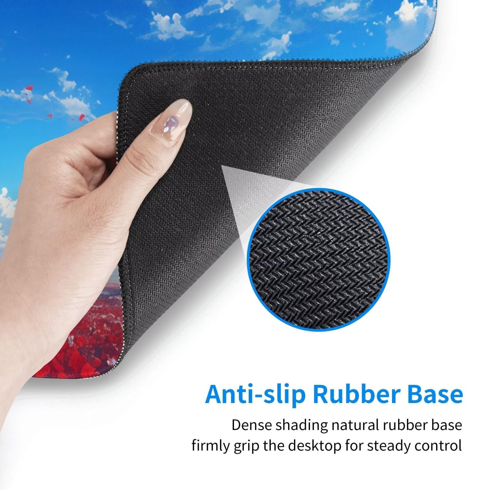 Gaming Mauspad XXL 900x600x3mm Mousepad Verlängertes Groß Mauspad Schreibtischauflage,Genähte Kanten rutschfeste Gummibasis,Verbessert Präzision Geschwindigkeit Office Roter herzförmiger Baum L-3618