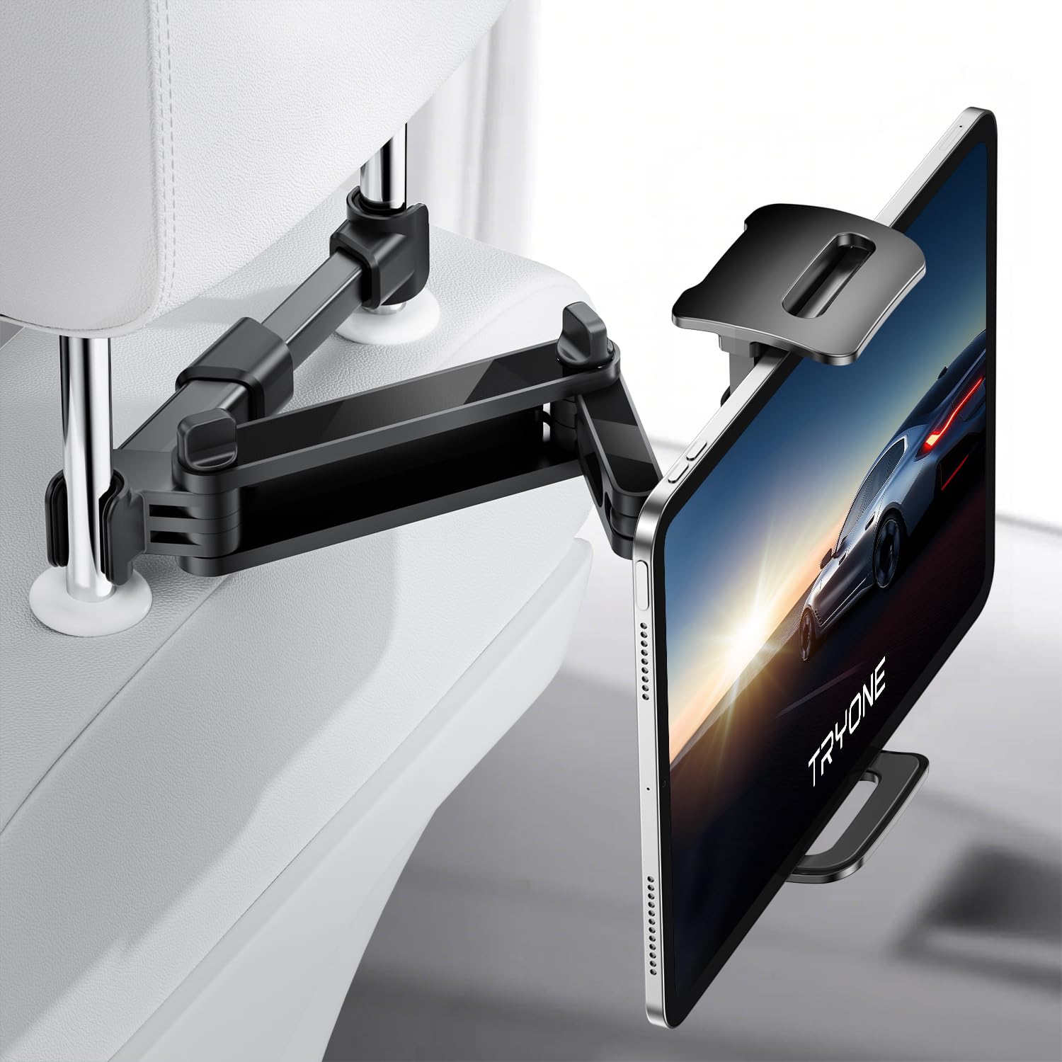 TRYONE Tablet Halterung Auto, Tablet Halter Kopfstütze - Ausziehbare KFZ-Kopfstützenhalterung für iPad iPhone Serie/Samsung Galaxy Tabs/Kindle Fire HD/Switch usw. 4,7-11 Zoll Geräte