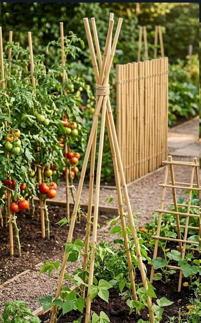 AJ Garden Stakes, Natural Bamboo Canes, Sturdy and Durable, Large Garden Sticks for Plant Support - 120cm