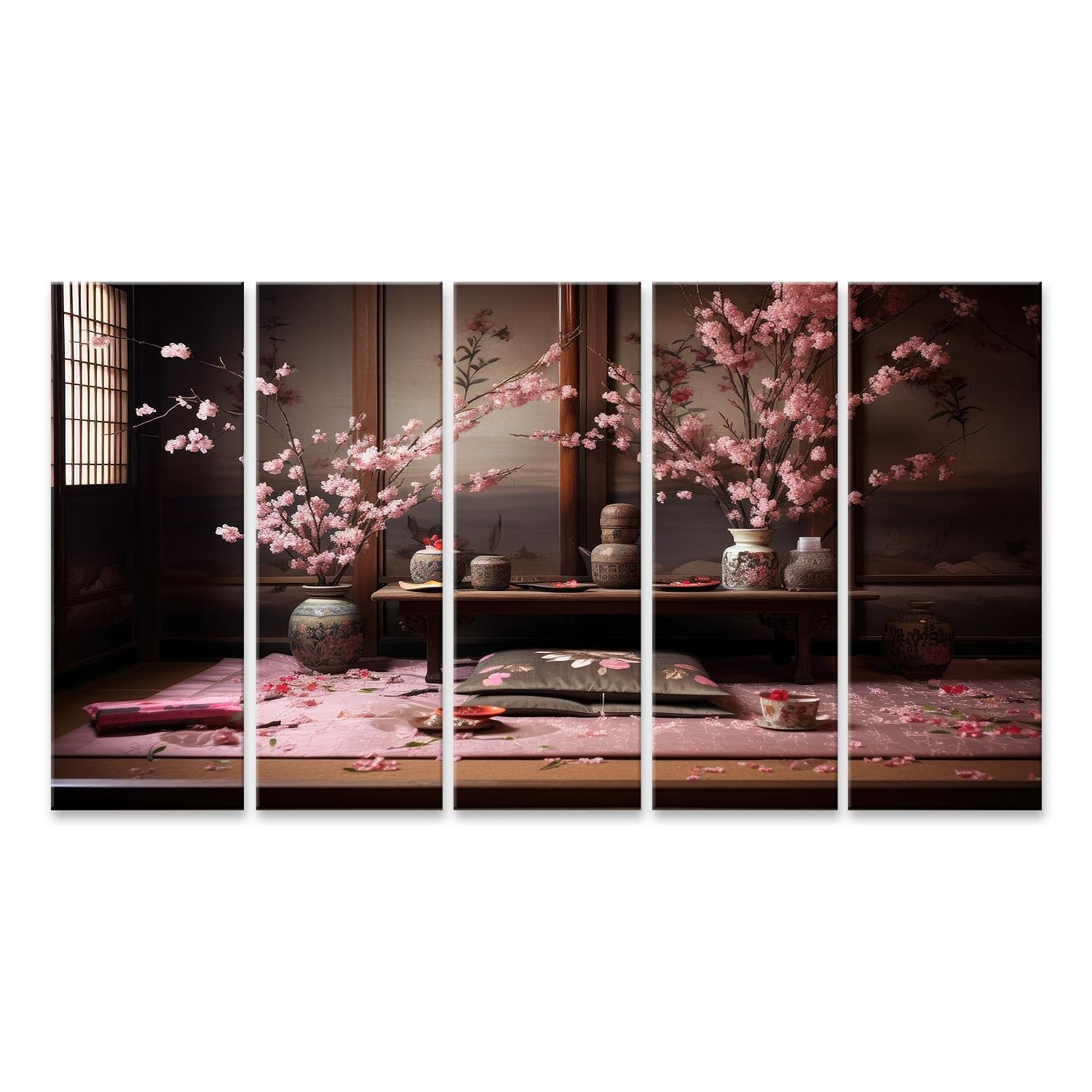 Tableau sur toile kimono et cerisier en fleurs islandburner poster mural haut de gamme