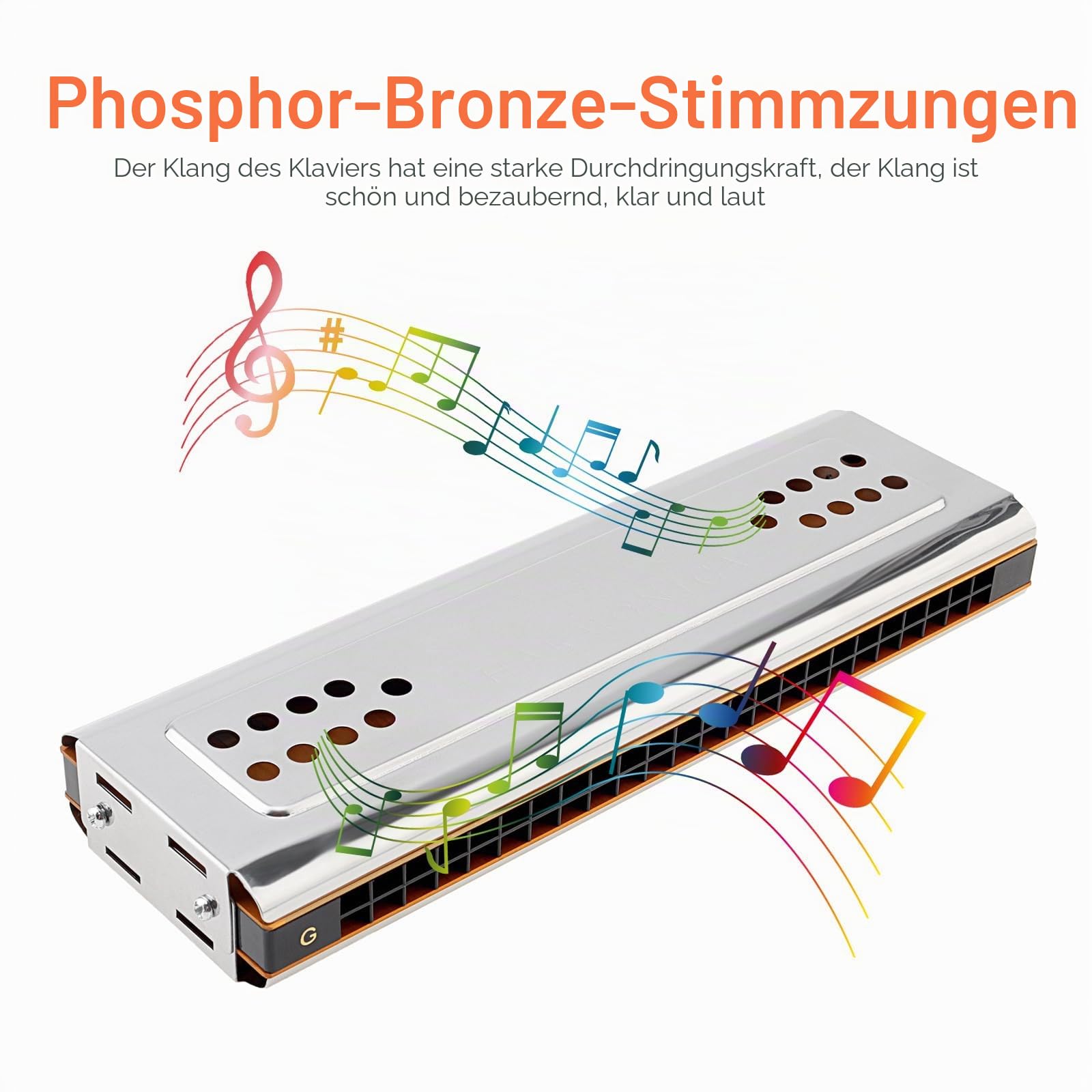 professionelle Tremolo-Mundharmonika, 24 Löcher, in C- und G-Dur, doppelseitig