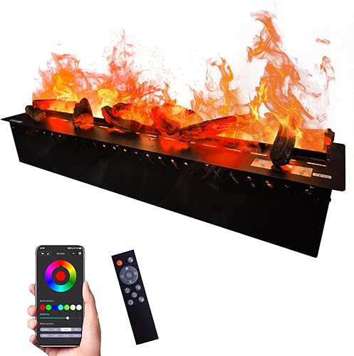 Miniatura 7 de 36 inch Water Vapor Fireplace 3D Atomizing Fireplace Recessed Electric Fireplace Remote Control with Timer Touch Simulation Flame,12 Adjustable