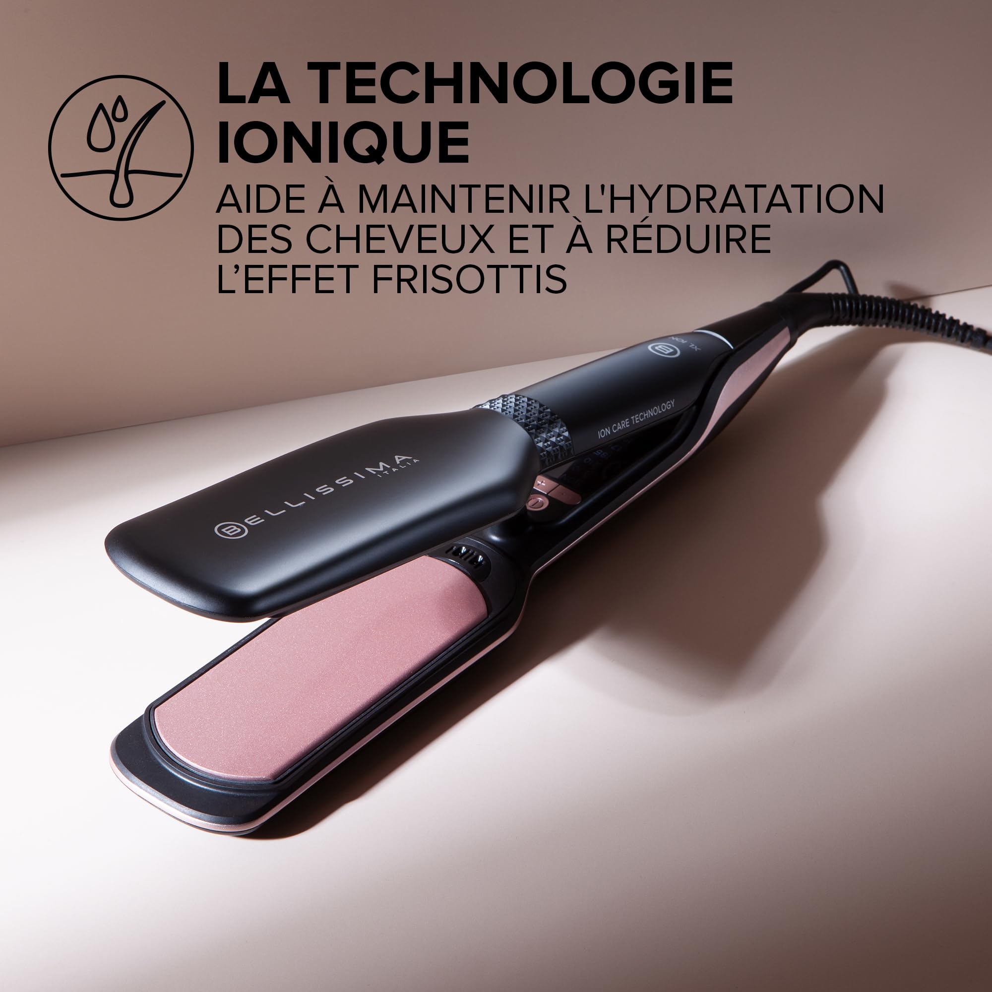 Bellissima XL ION Lisseur Cheveux Longs Crépus Plaques Larges Céramique Kératine Ion Care 5 Températures