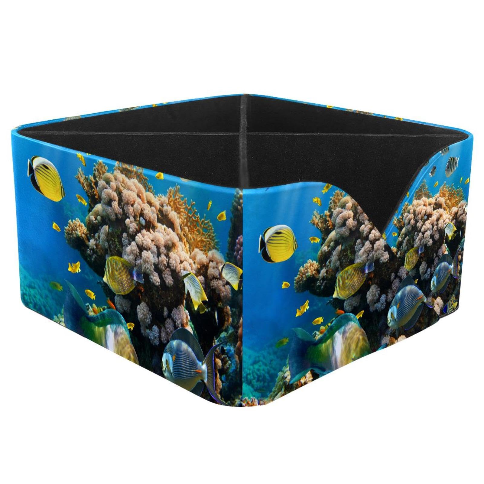 KengjuTesu Sea World Desktop Organizer Pen Holder, Rectangular Pencil Cup for Office, Study and Makeup Stations