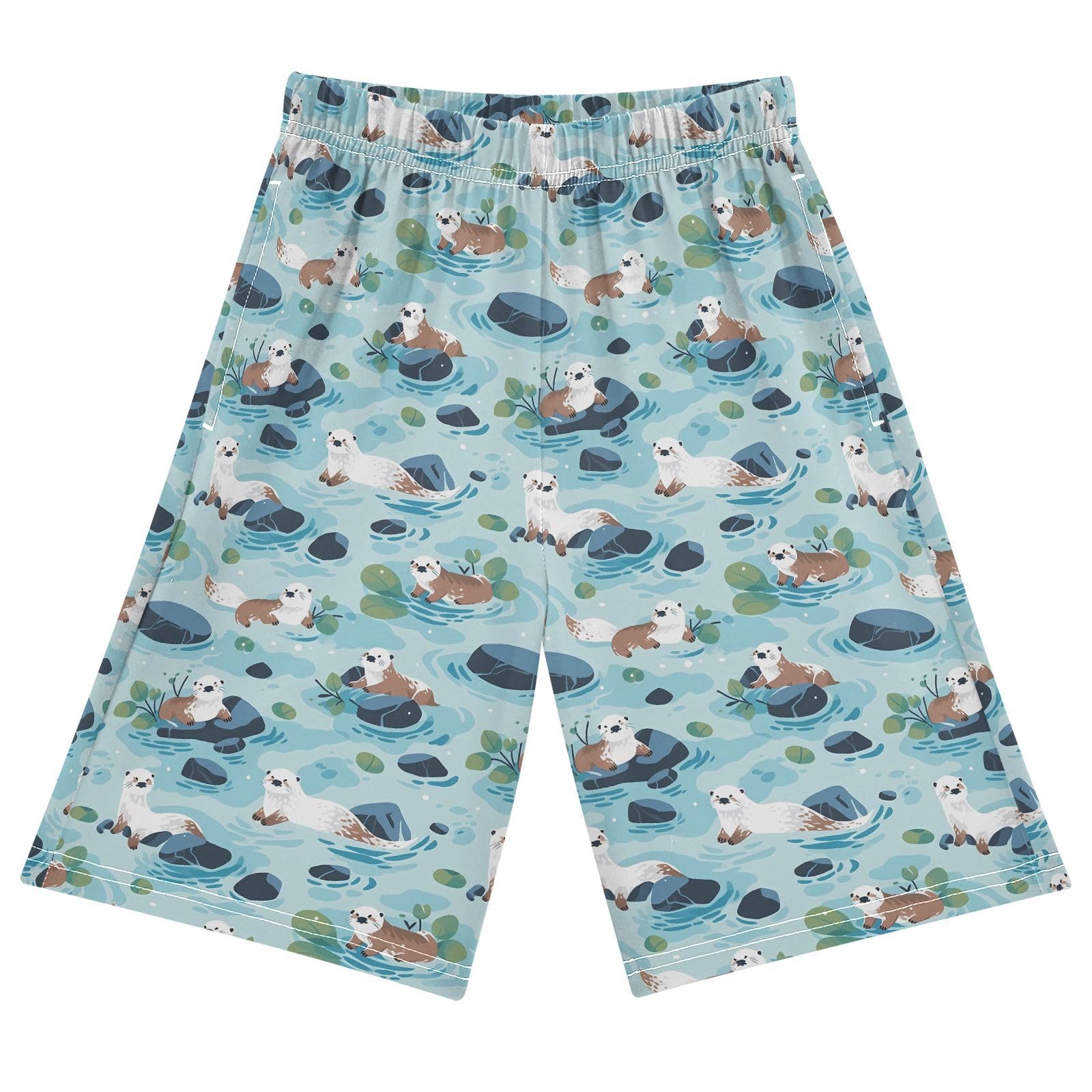 ALAZA Cute Otter Doodle Youth Athletic Shorts for Boys and Girls Size 11-12 Years Multicolor
